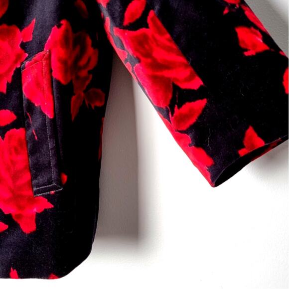Talbots Red Rose Velvet Jacket 16WP Soft Goth Floral Romantic Dark Academia - Picture 2 of 9